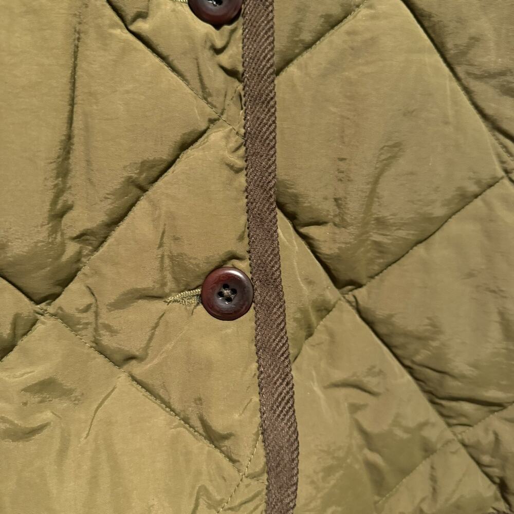 Alex Mill Quinn Quilted Nylon Jacket Olive Green Size Medium Corduroy Collar - Picture 4 of 9